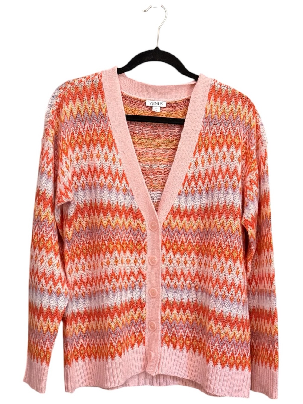Venus Fair Isle Cardigan - Peach Dust size Large - Picture 2 of 7